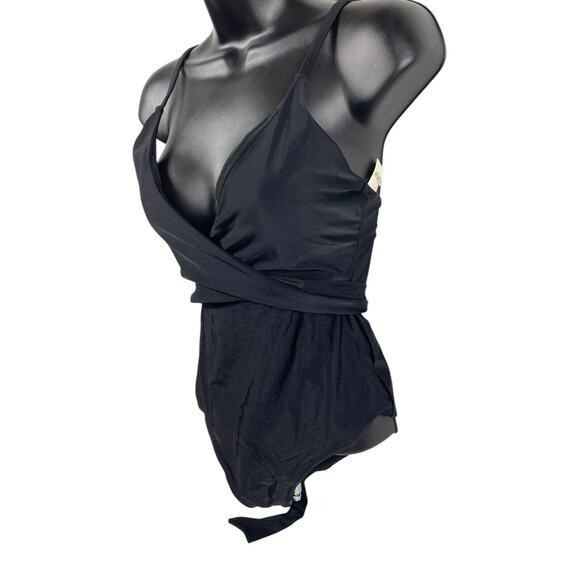 Aerie Black Wrap Swimsuit One Piece Size Medium Long Womens NEW V Neck Swimwear - Picture 4 of 8